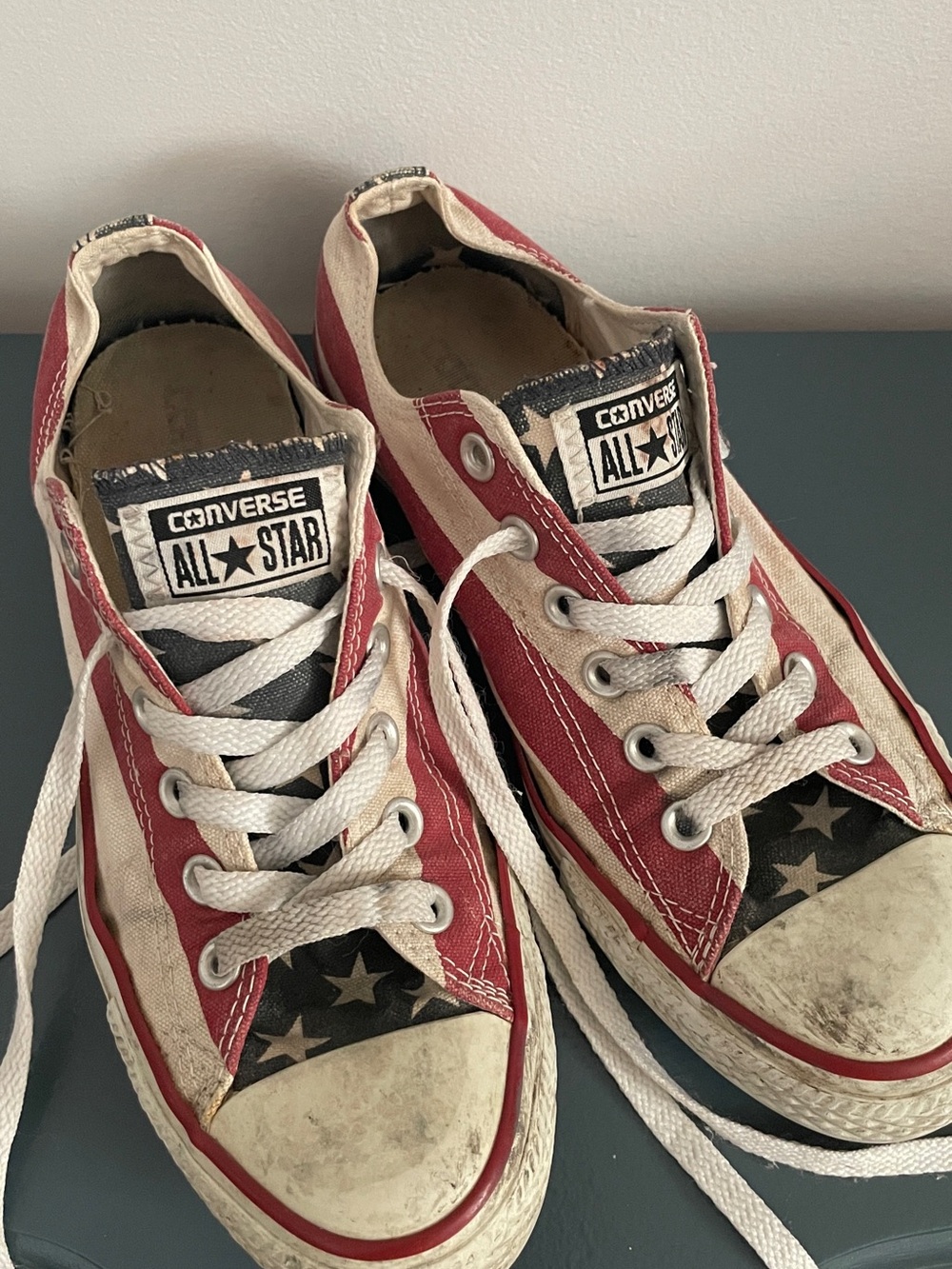 Converse Stars and Bars Low Top Sneakers in Red, White, and Blue